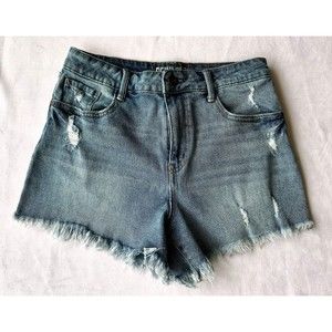 REWASH Super High-Rise Denim Jean Shorts - Distressed Cutoffs- Juniors S…